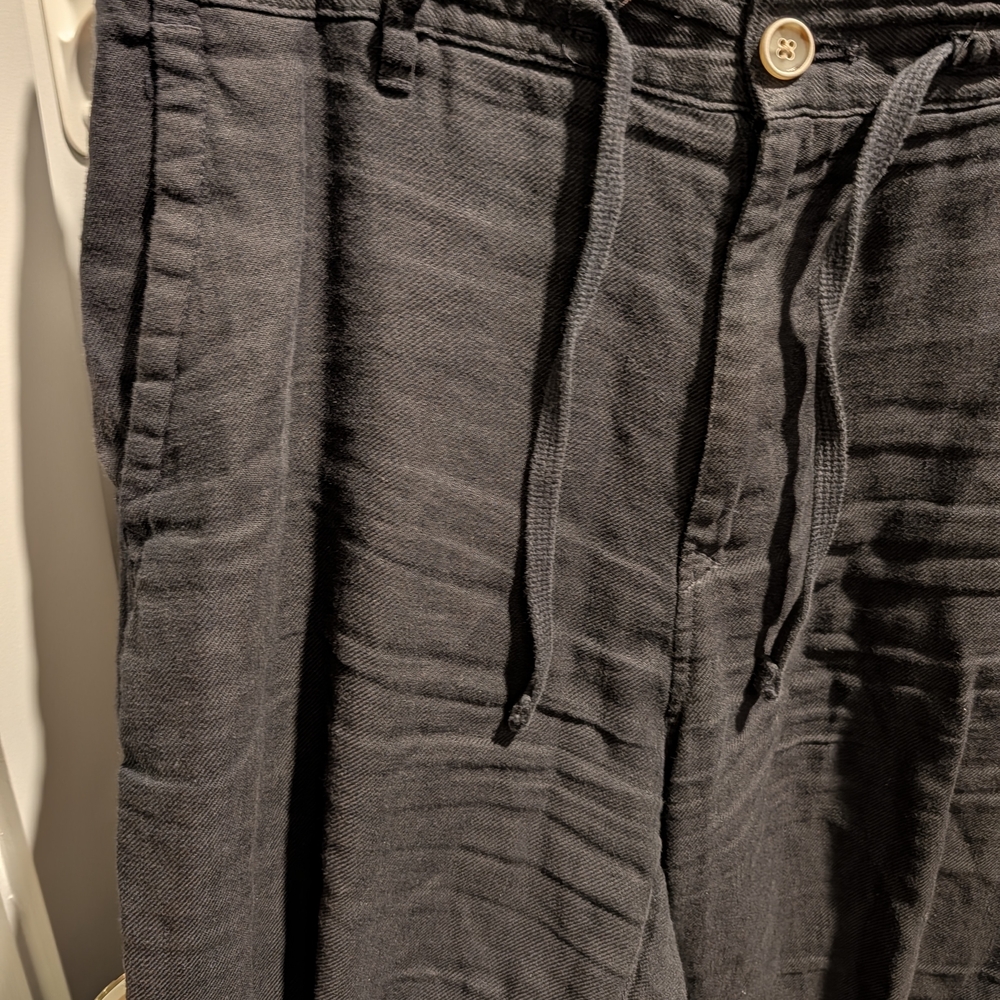 Zara Men's Linen Blend Drawstring Trousers - Size 34 - Charcoal Grey